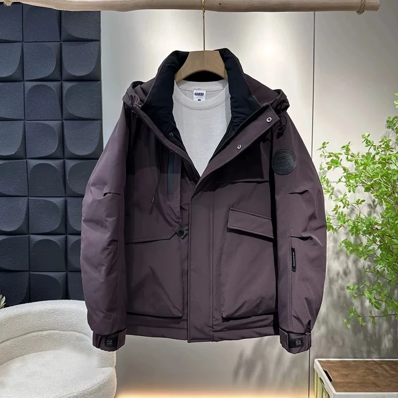 M916男士户外防寒时尚百搭外套冬季连帽拼色简约休闲