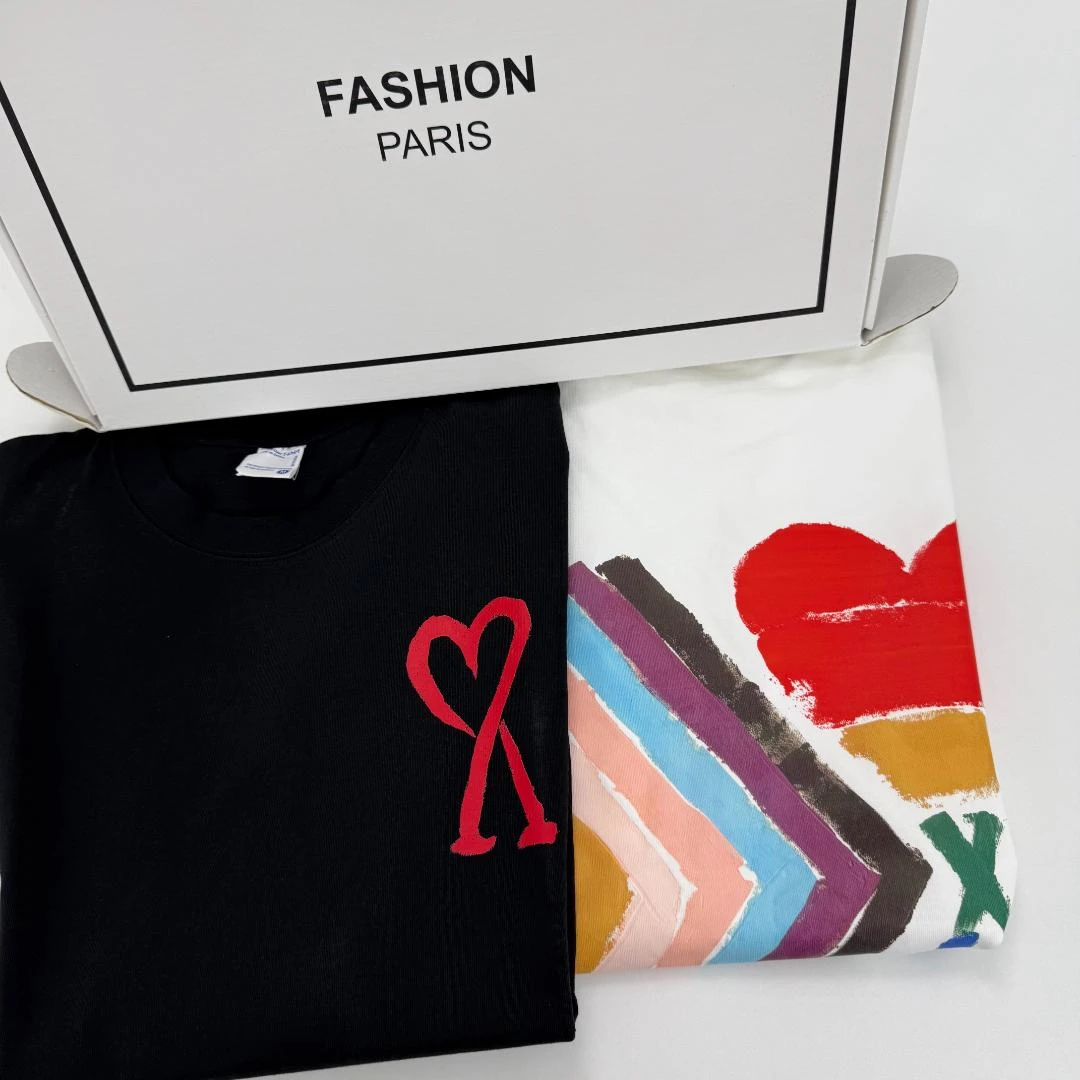 【20号链接-手绘爱心】2025新款潮流简约休闲ins风设计师百搭T恤