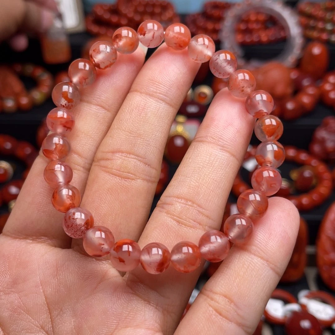 南红玛瑙未镶嵌珠宝奇石单圈7.5mm