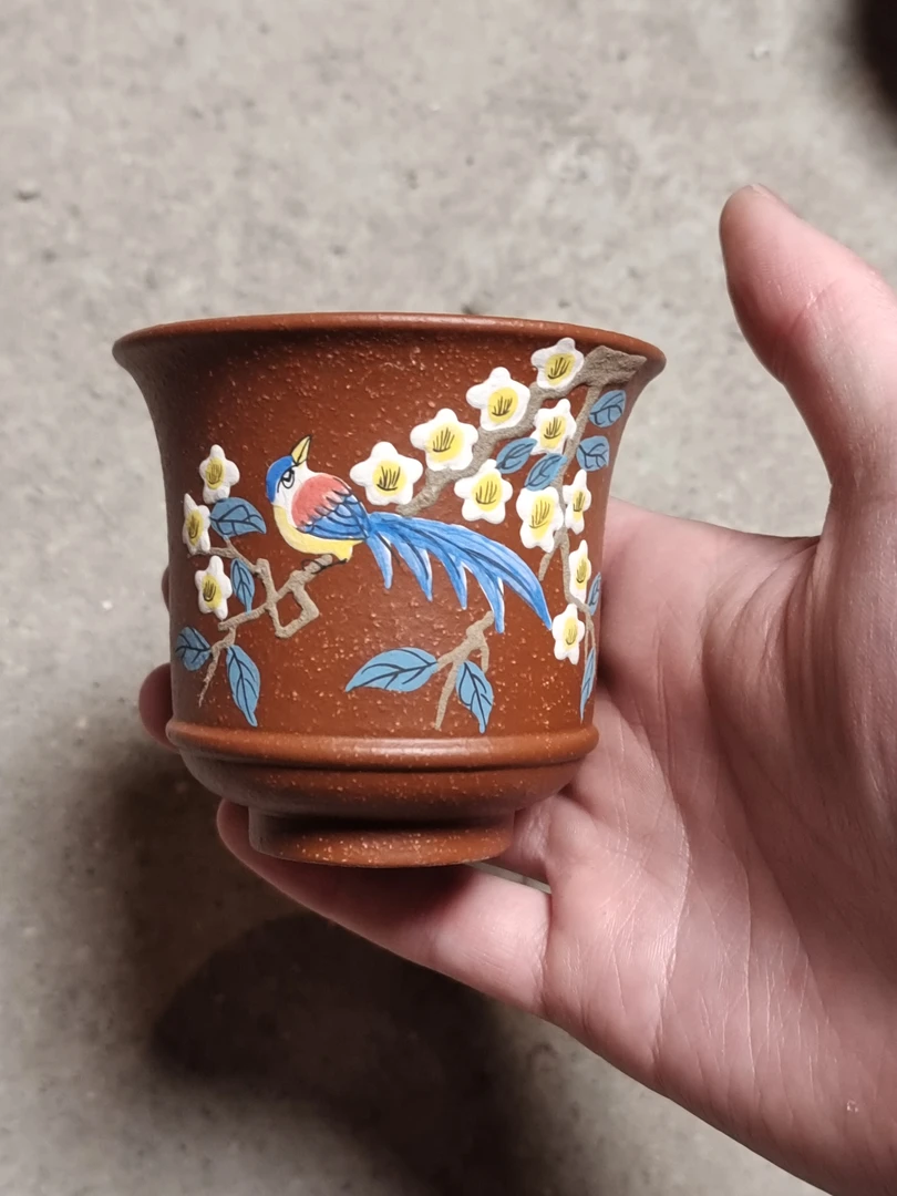 紫砂杯紫砂杯紫砂杯橙色鸟