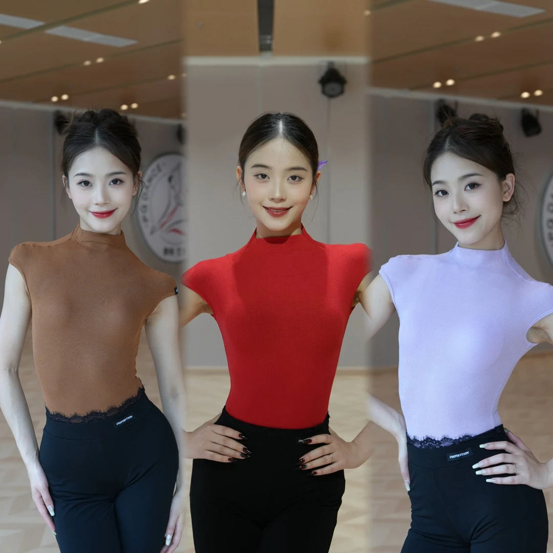 INSPIRATION夏季新款上衣拉丁摩登连体教课练舞百搭轻薄针织专业