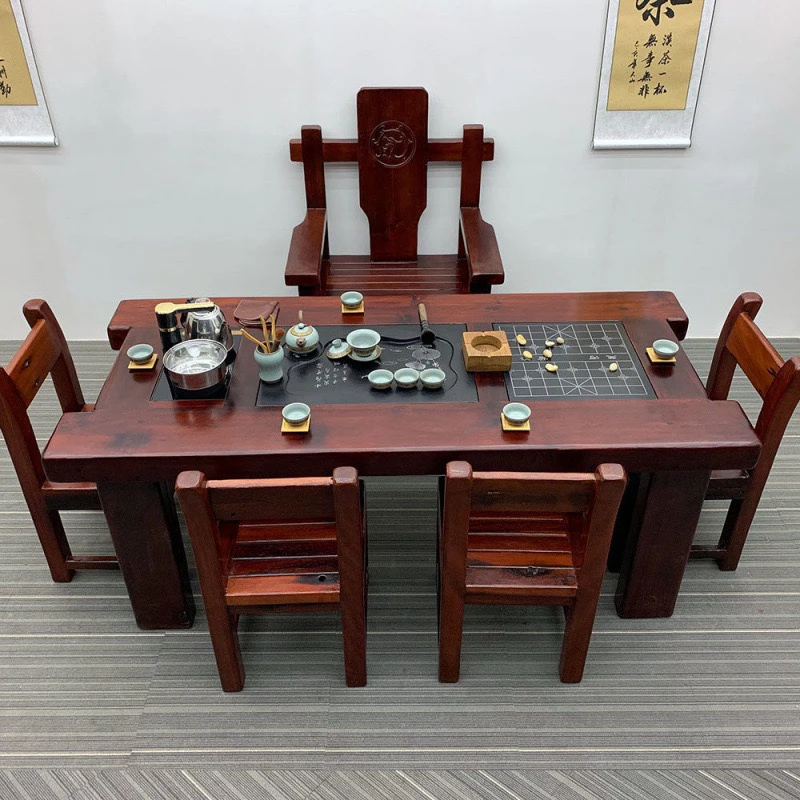 实木茶桌办公阳台家用茶几办公桌桌椅组合