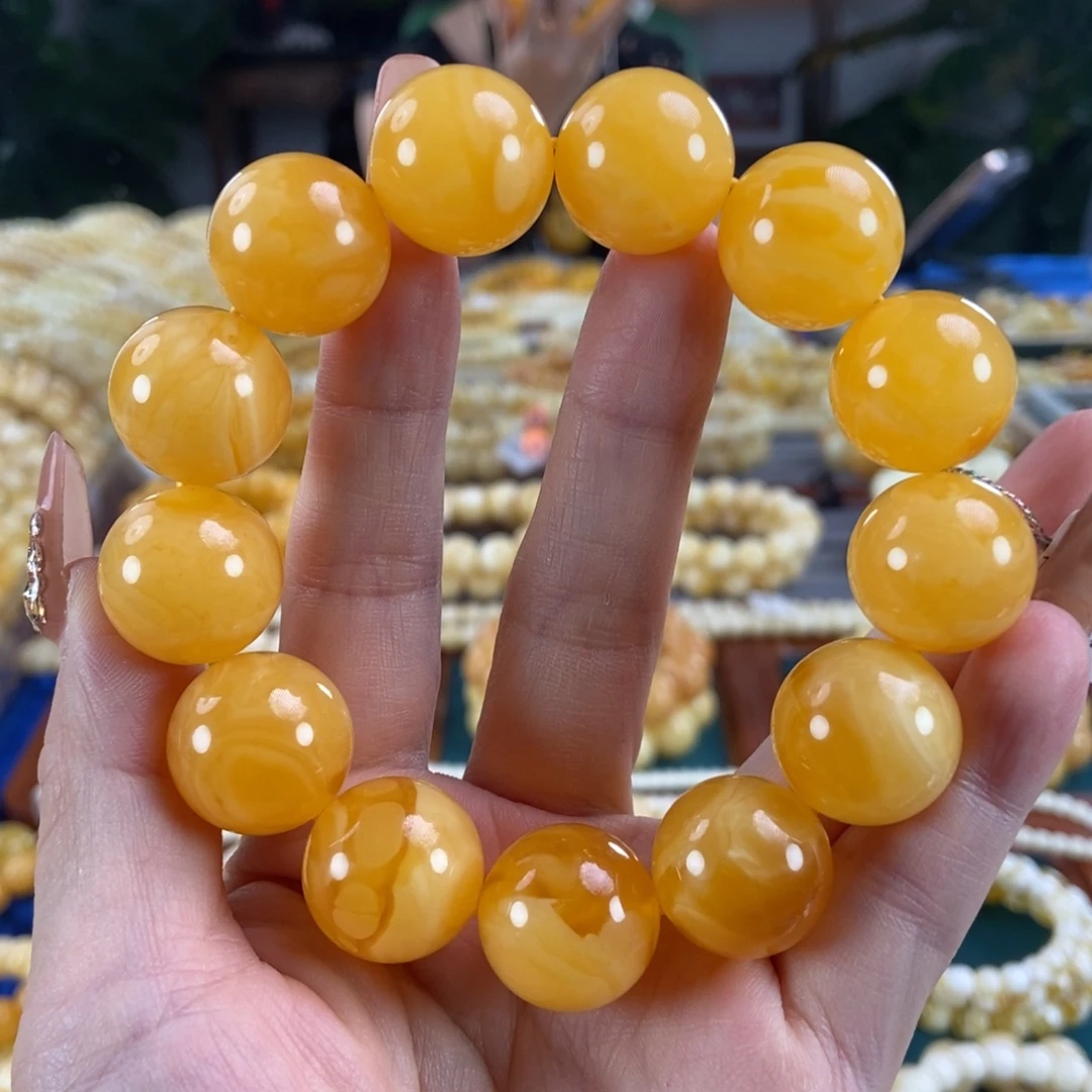 琥珀未镶嵌珠宝奇石18圆珠45.56