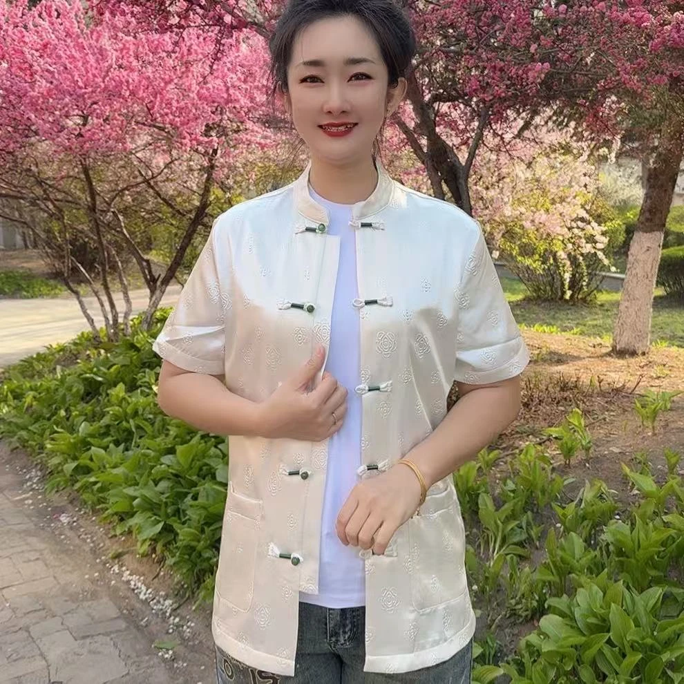 2025夏季新款衬衫男款打底衫中国风唐装盘扣褂子上衣男式衣服6233