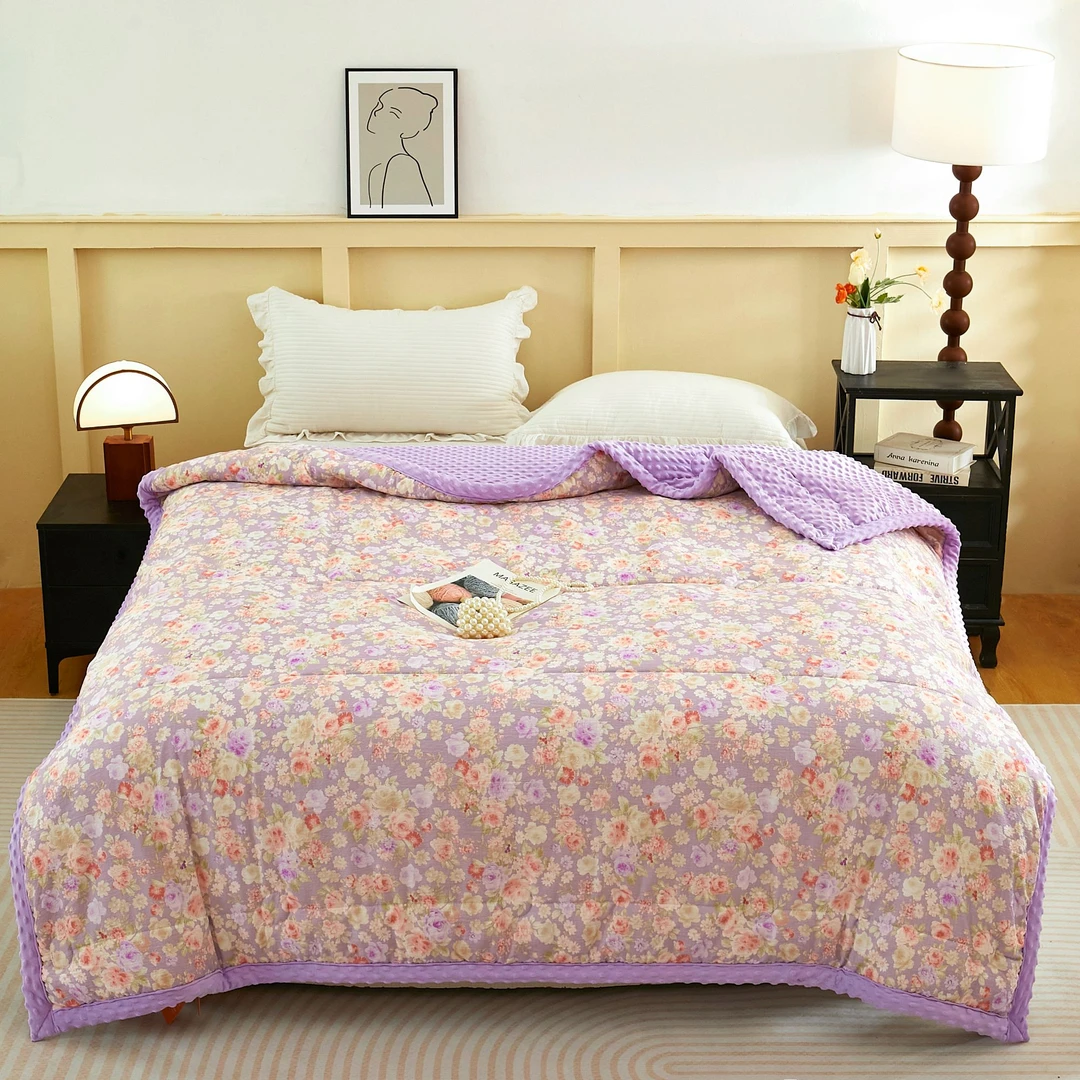 新款双层纱宝宝绒豆豆被被子冬季加厚款可机洗水洗单人双人保暖