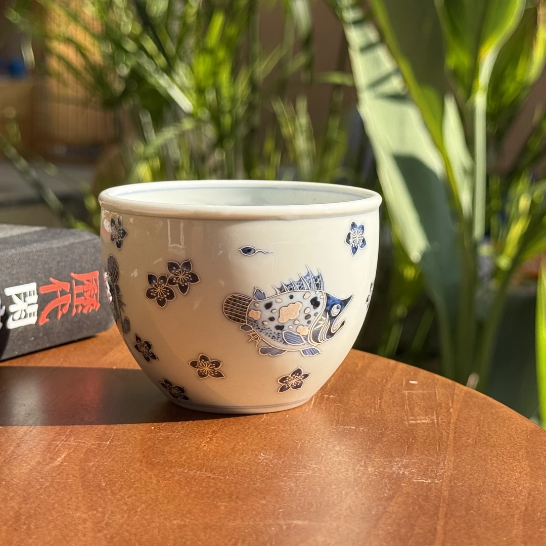 【晚晚专属】035非遗百匠 ·仿明描银桃花鳜鱼大风水缸杯120cc