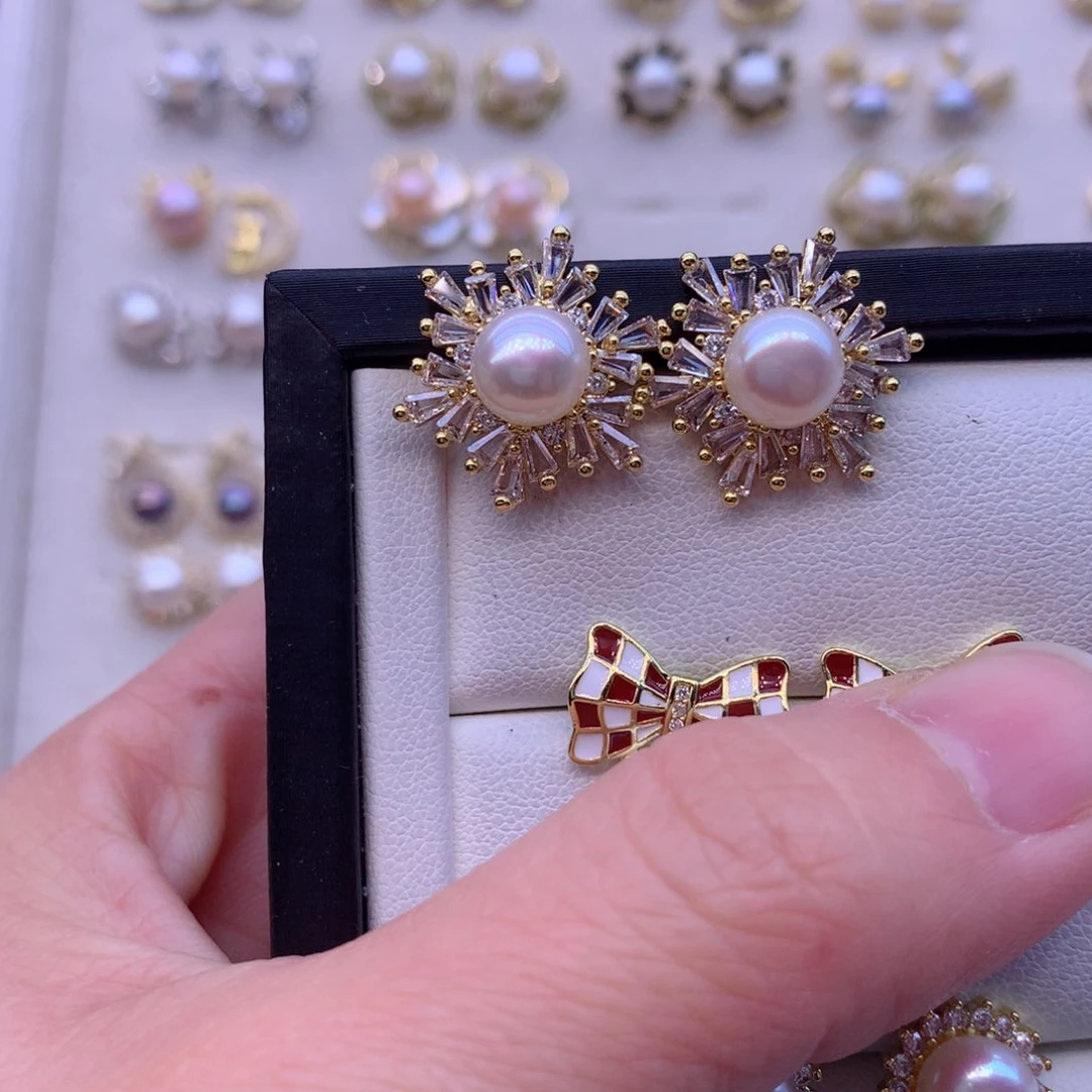 淡水珍珠耳饰合金