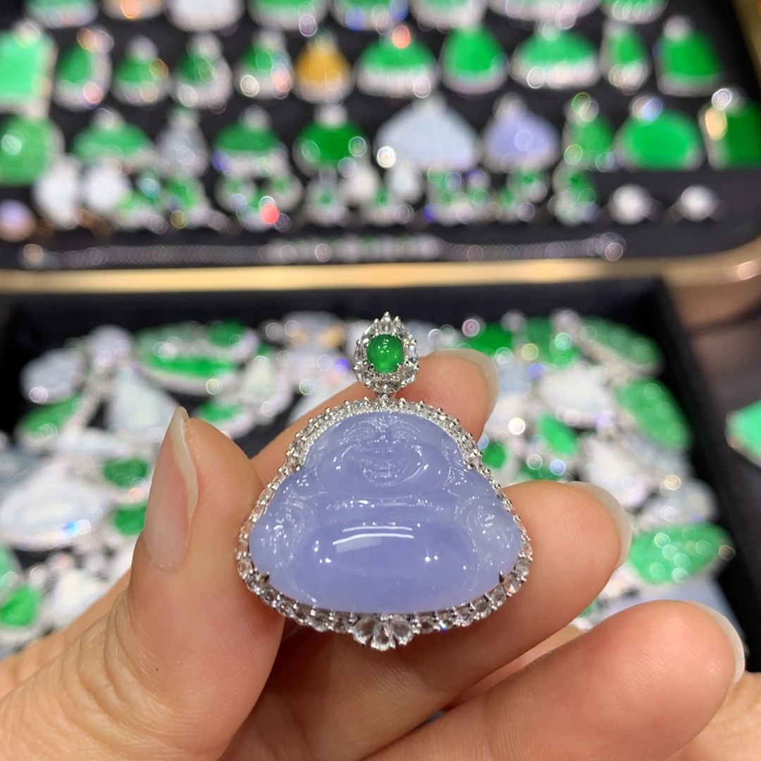 人***…翡翠18K金镶嵌吊坠(不含链)