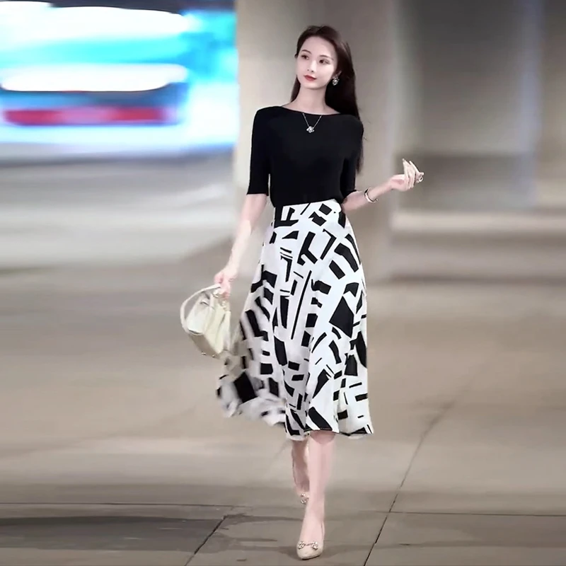 2025夏装新款女装时尚穿搭气质韩式风格显瘦套装半身裙子通勤女神