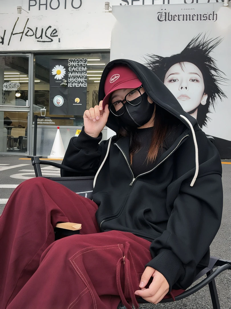 ONECO【生生美信】美式重磅开衫卫衣420g宽松情侣连帽休闲外套 1270