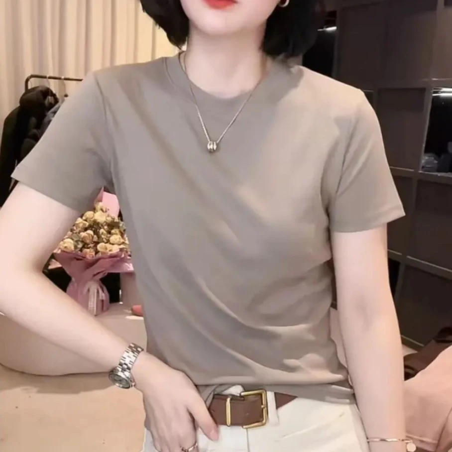 《优麦汇》Y1172夏季新款低领设计感时尚百搭短袖显瘦上衣女