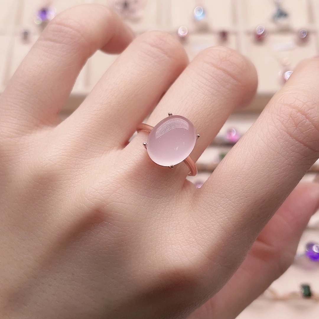 银S925镶嵌芙蓉石戒指开口