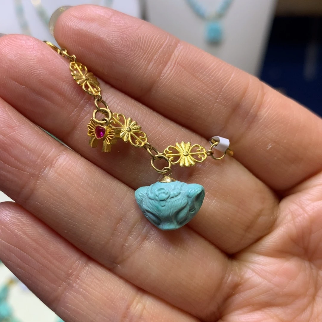 绿松石18K金镶嵌半链