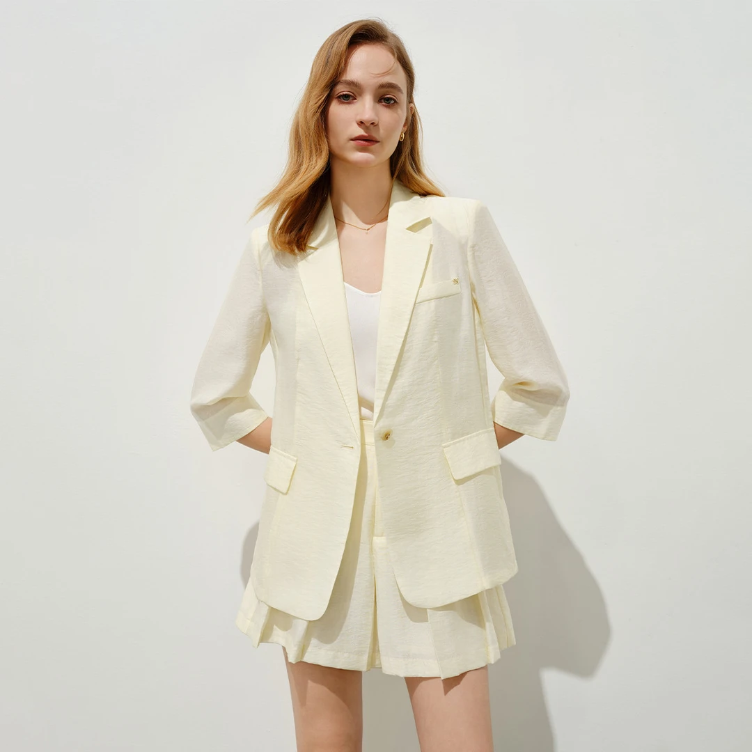 【小余专属】天丝西装外套女夏季优雅通勤一粒扣轻薄西服Y423204118