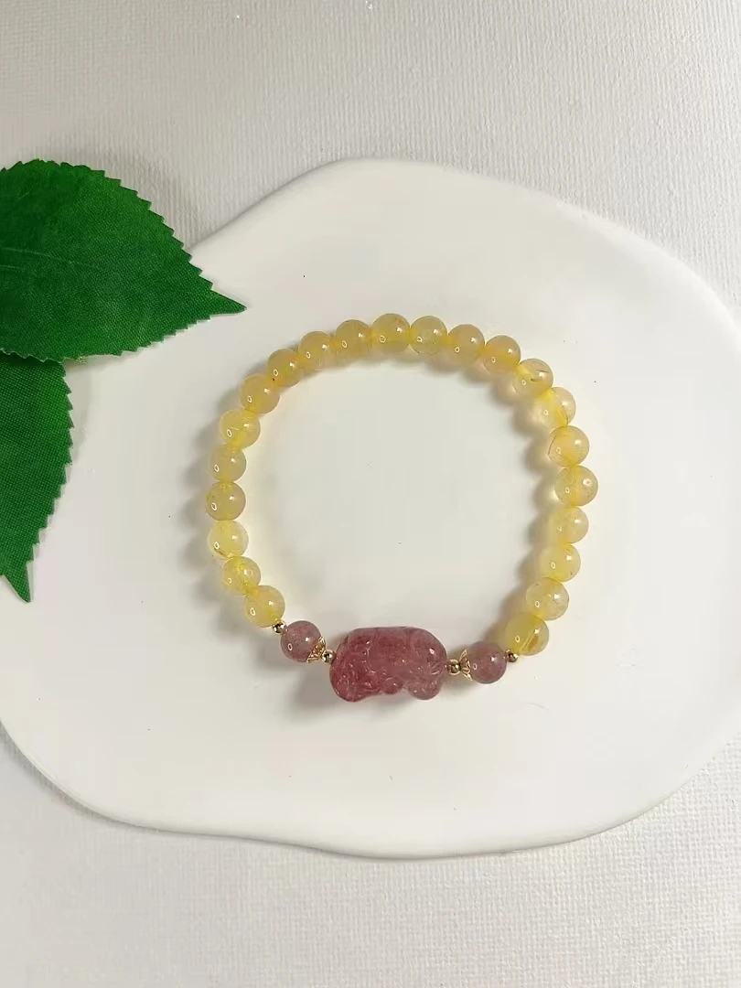 【财来运转】天然金发晶黄水晶貔貅手串高级感聚财手串水晶