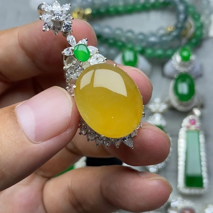 未镶嵌定制翡翠正冰黄21mm