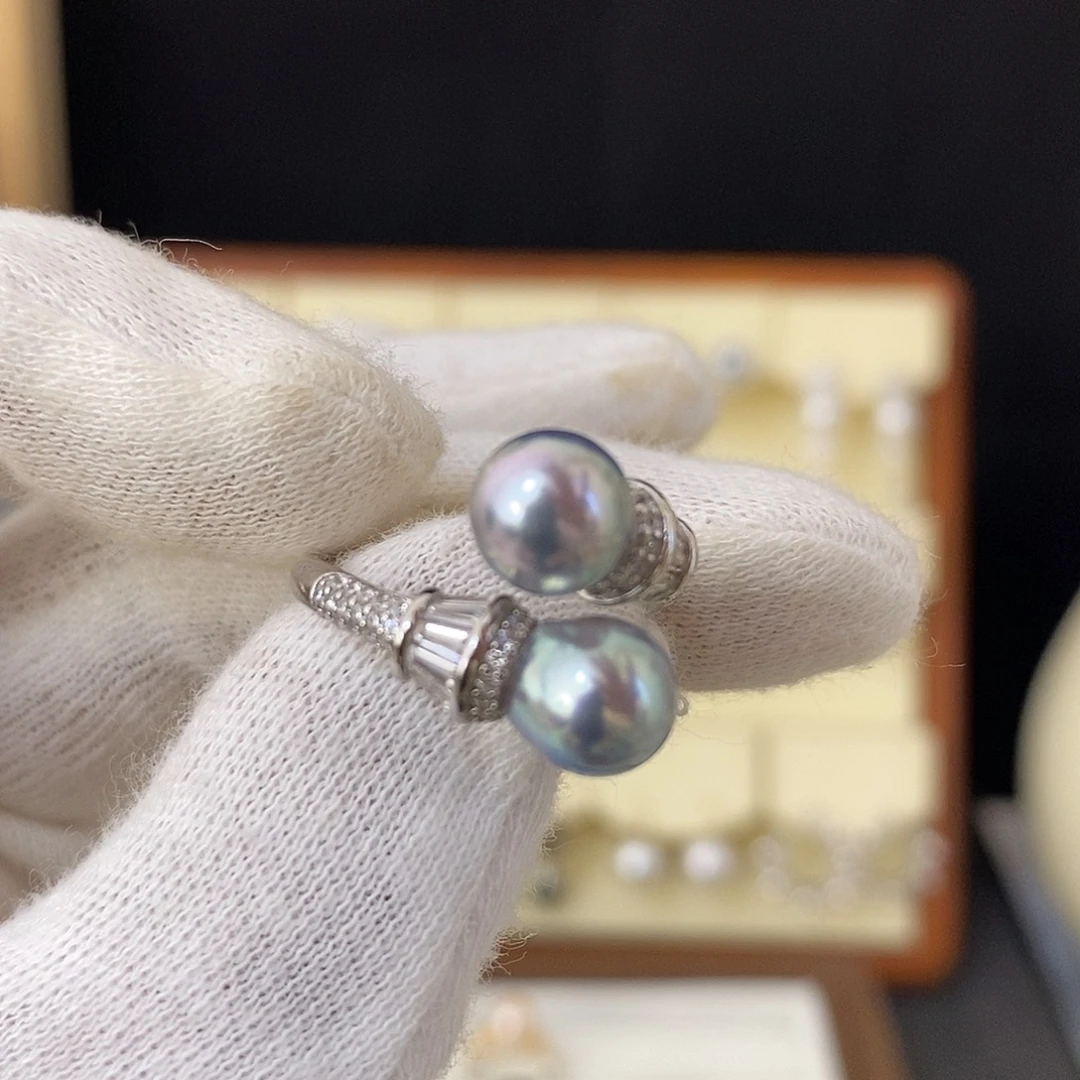 戒指银S925镶嵌海水珍珠