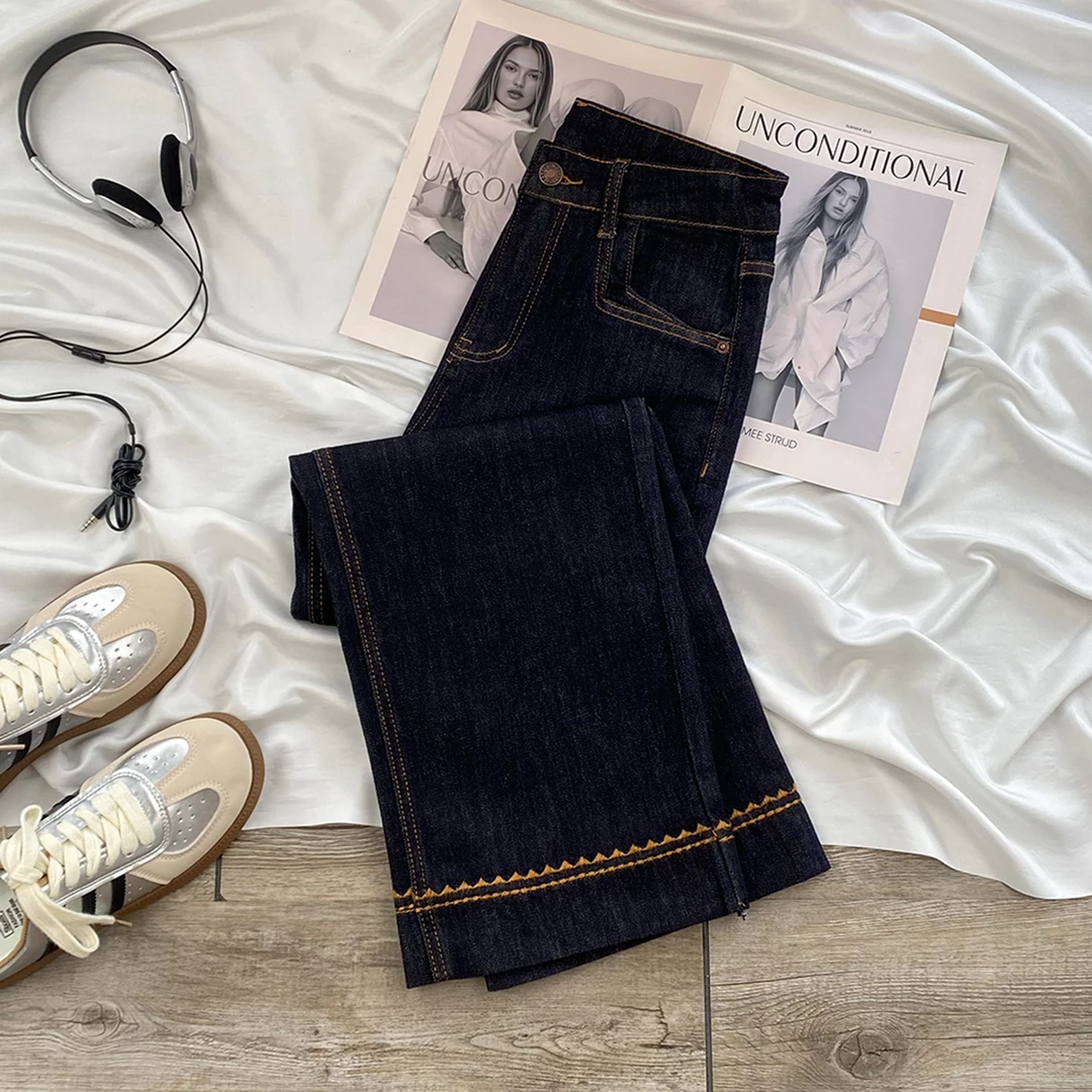 今年流行法棍牛仔裤女2025年秋季新款高腰显瘦窄版九分直筒烟管裤