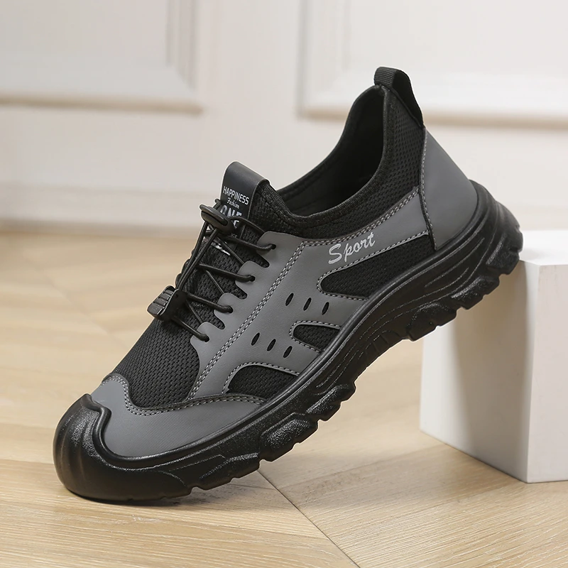 春秋新款男士登山休闲皮鞋一脚蹬透气户外运动鞋子爸爸鞋CY