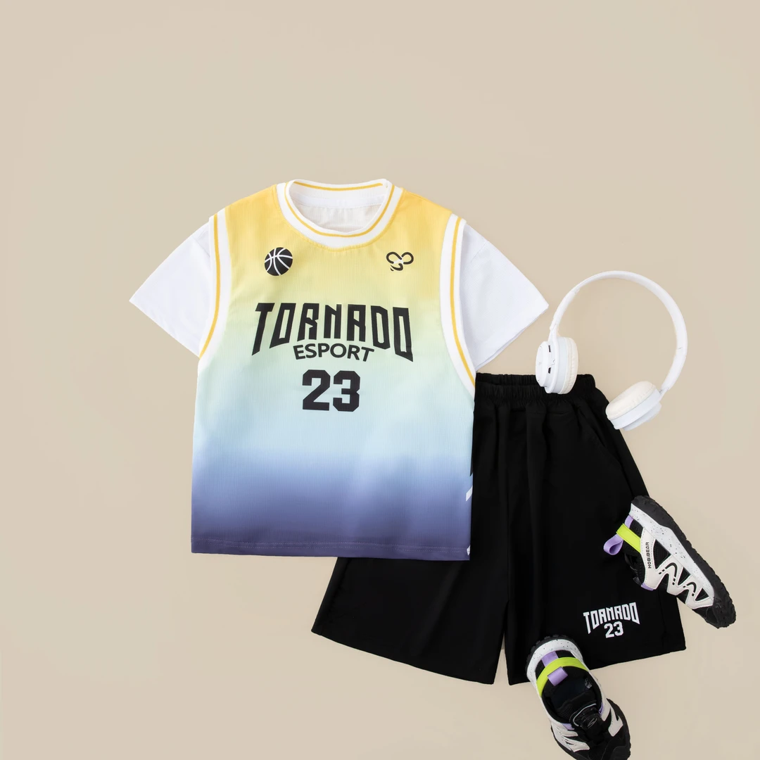 儿童夏款短袖套装2025新款男童潮流运动两件套BX5195华子童装