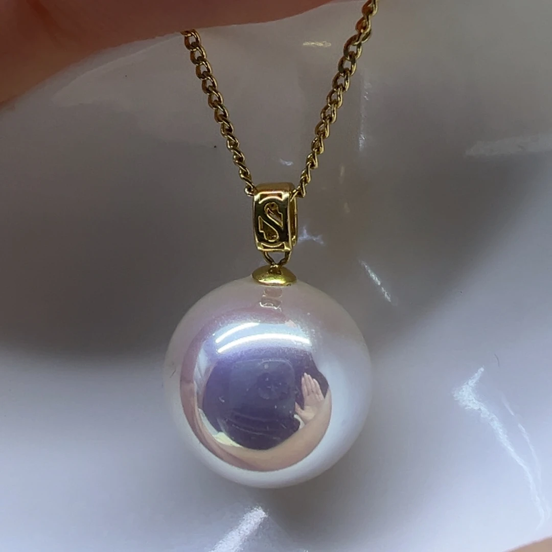 淡水珍珠吊坠(赠链)18K金镶嵌