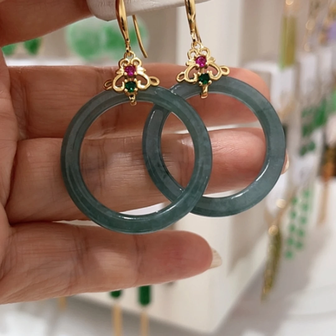 【闪购商品】翡翠耳饰银S925镶嵌翡翠耳坠