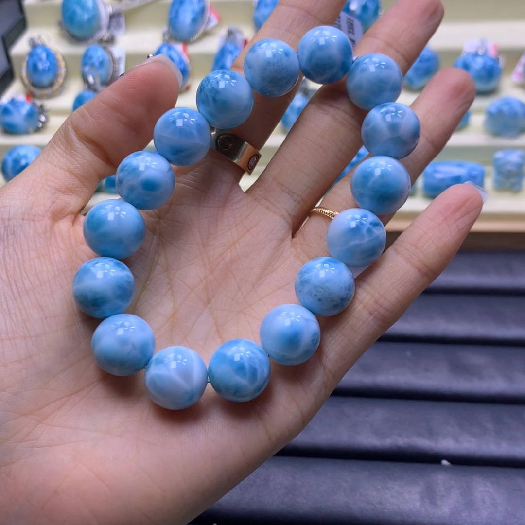 针钠钙石（海纹石）未镶嵌手链13m色差略异