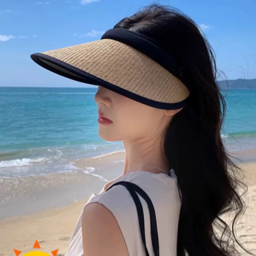 新款2025防晒帽子女空顶夏季遮阳帽防紫外线太阳遮脸大帽檐户外