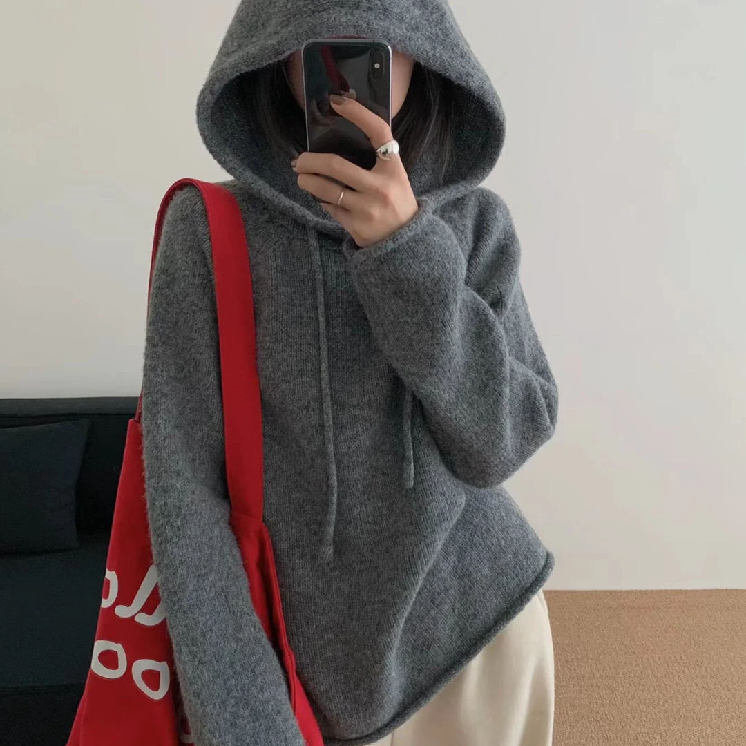 连帽韩系套头毛衣内搭单穿叠穿百搭针织上衣