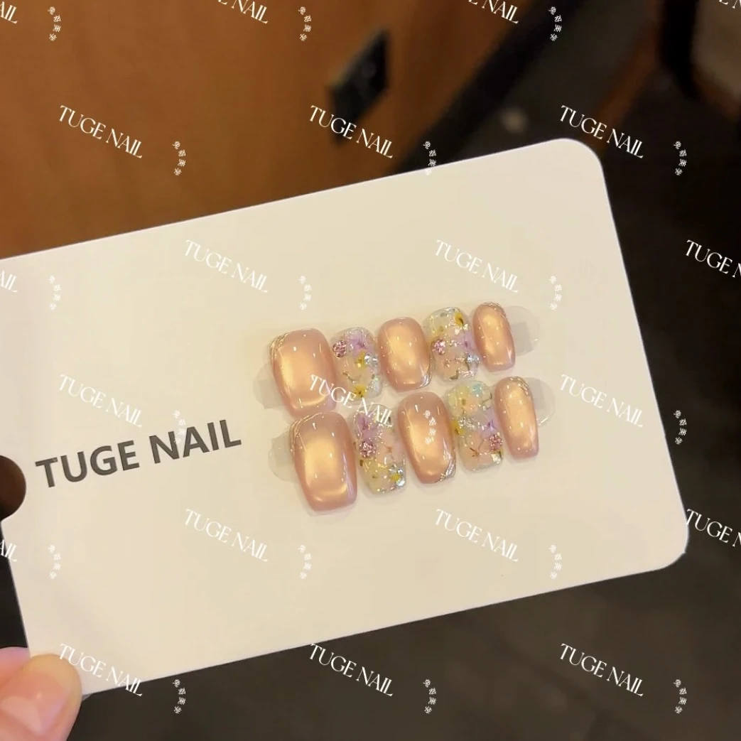 TugeNail“鸟语花香”春夏原创干花贴玻璃珠设计师款穿戴甲-芬达