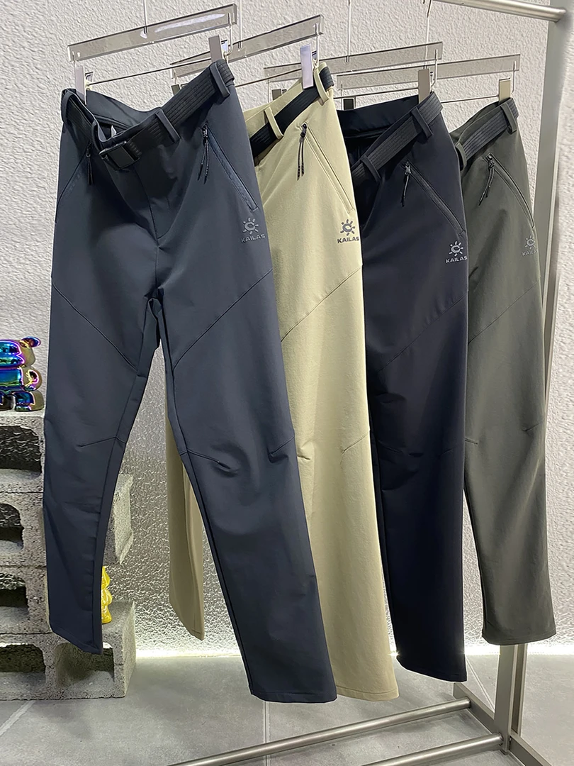 秋冬加绒中腰休闲软壳裤男士纯色防风长裤户外登山直筒运动冲锋裤