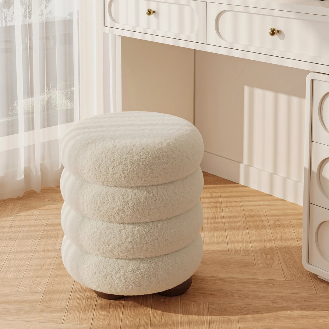 化妆凳卧室家用化妆椅子梳妆台凳子梳妆凳女生卧室凳子奶油风绒面