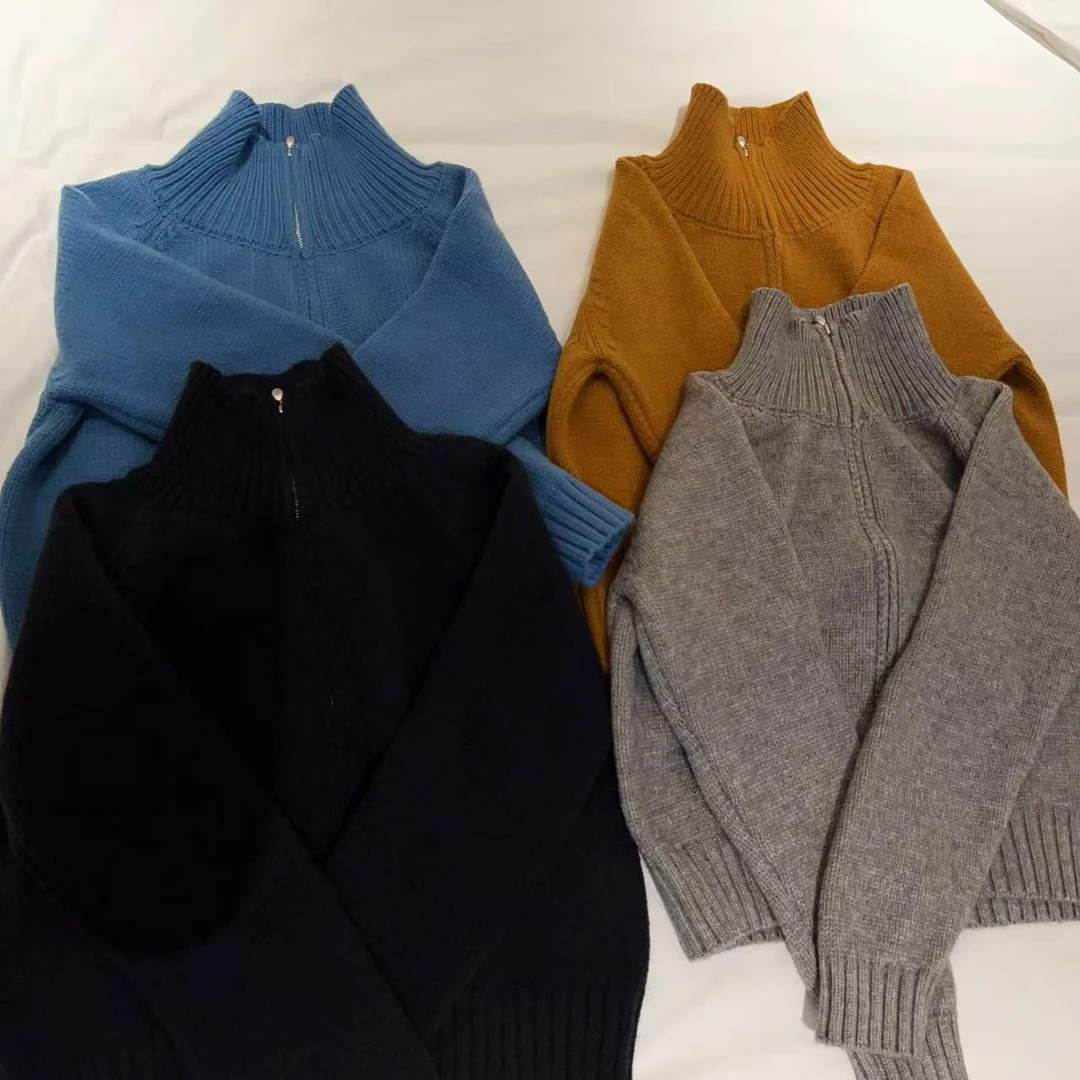 【那尚新品】韩系柔软加厚简约气质拉链针织开衫
