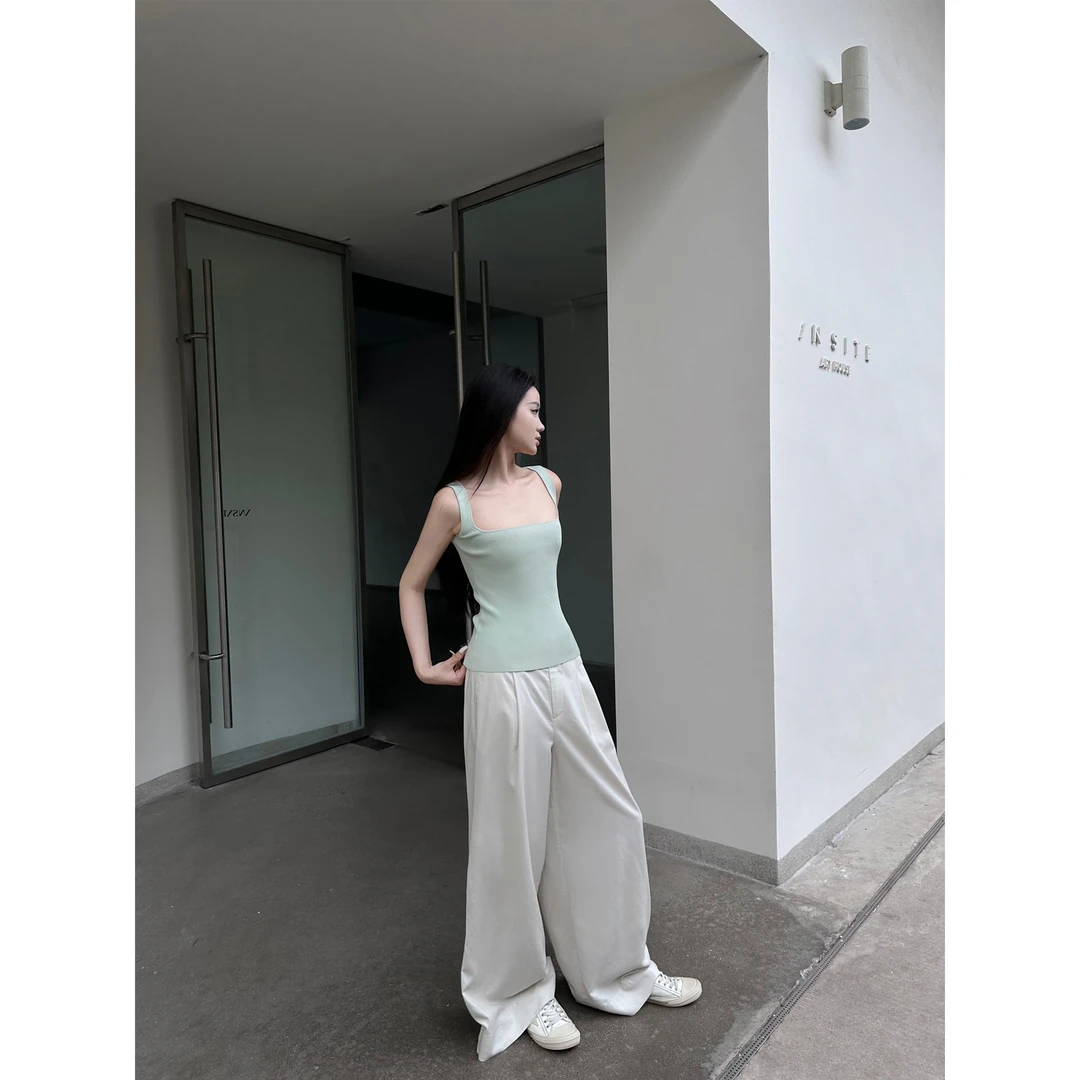 阔腿拖地亚麻裤 轻薄透气垂感休闲百搭显瘦收褶拖地长裤 19-06