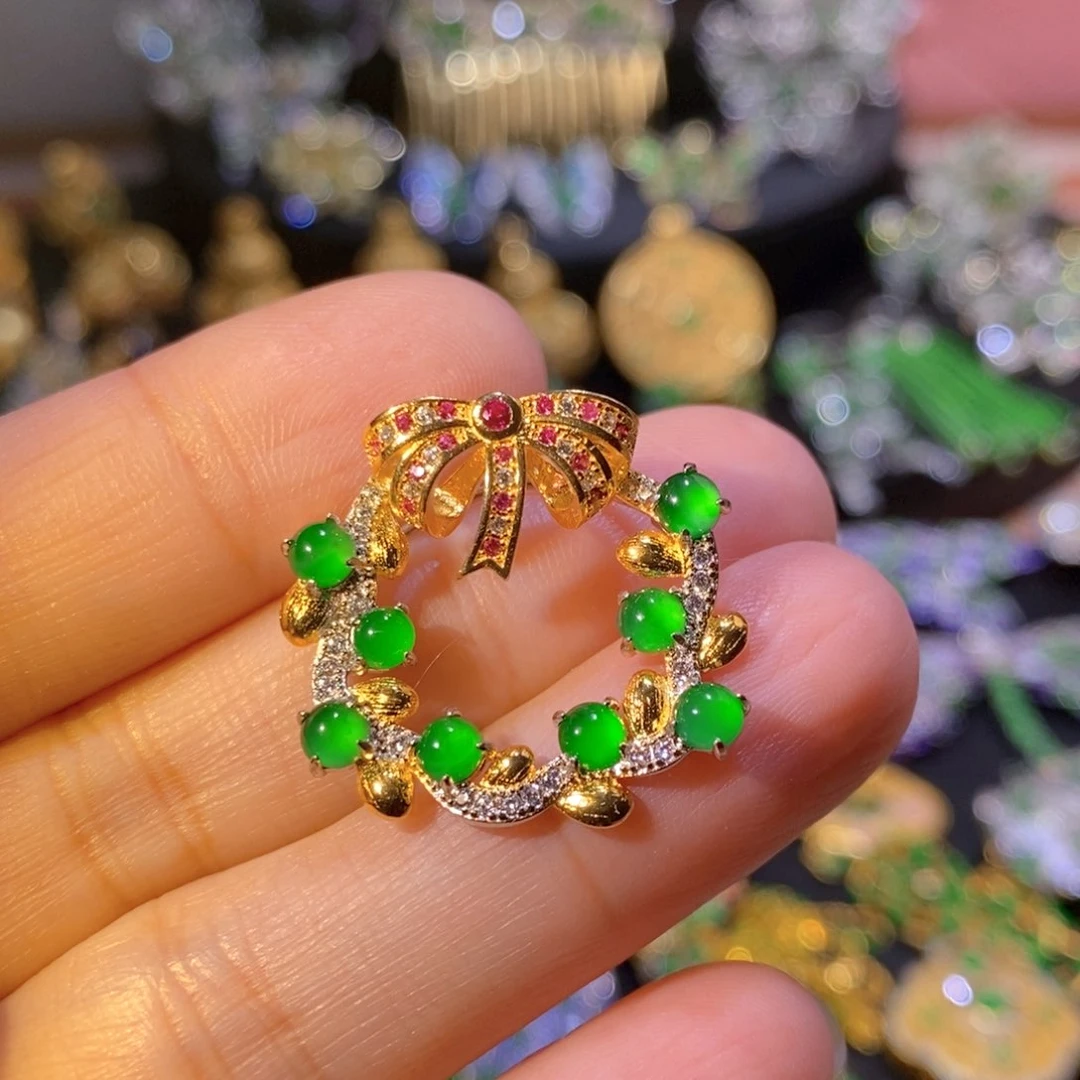 银S925镶嵌挂件翡翠