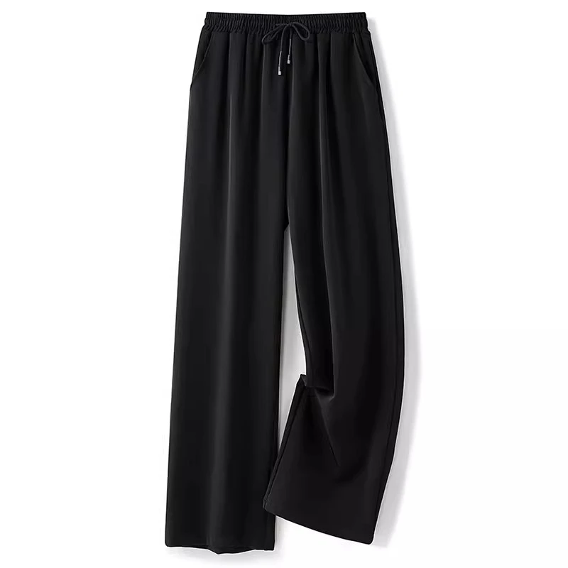 仓石一树高级感百搭夏季薄款冰丝休闲裤男生宽松垂感直筒阔脚裤子