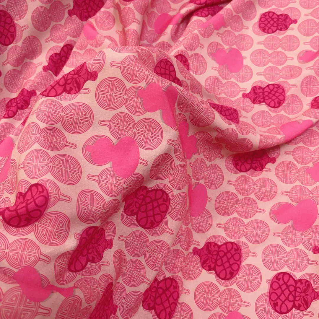 国色天香系列天丝桑绵绸布头柔软双层冷感毯粉色印花