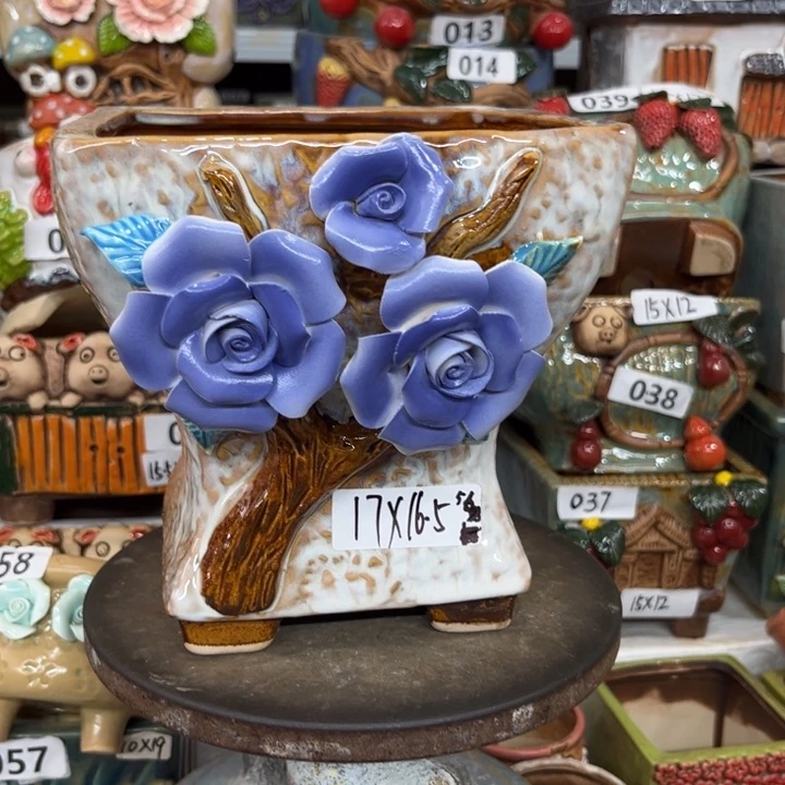 紫砂花盆粗陶材质多肉花盆