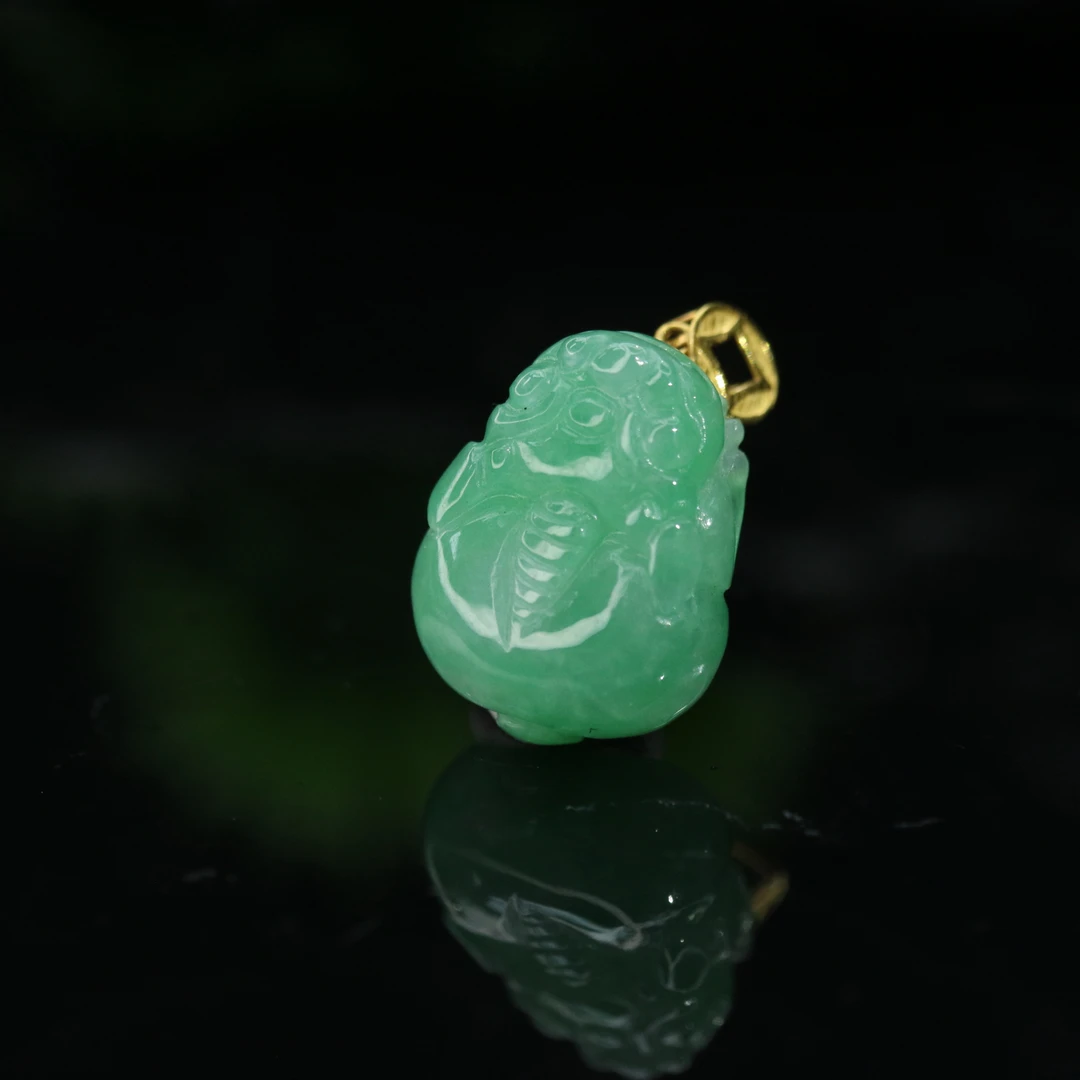 45天然缅甸翡翠A货18k冰绿貔貅/000085/上海嘉禾拍卖