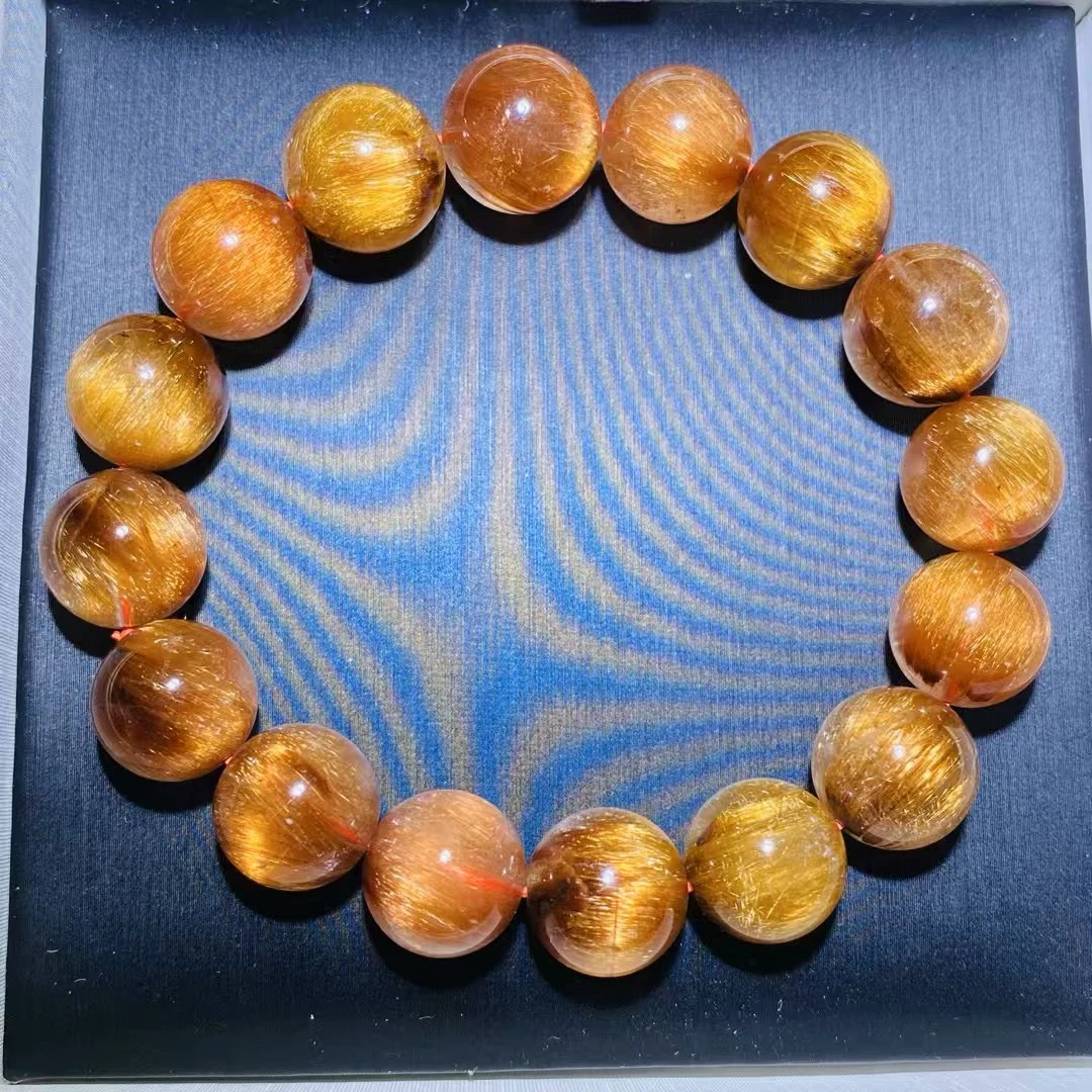 天然维纳斯金发晶铜发手链13毫米左右52克