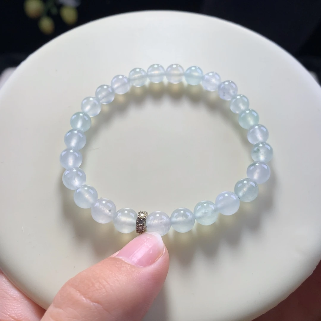 翡翠未镶嵌手串白月光