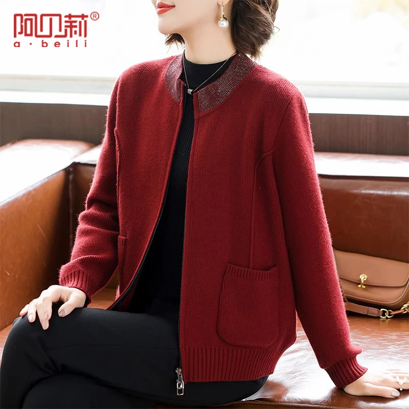 气质妈妈春装时尚针织短外套2025新款洋气高档中老年人女开衫上衣