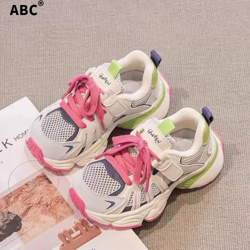 ABC女童运动鞋2025新款春秋儿童鞋子鞋女宝宝网鞋小童爆款老爹鞋