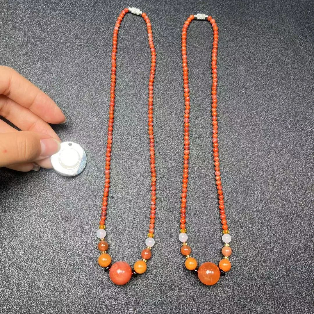 翡昱-N21-39149-627-南红珠链颈饰/约3-13+/约100颗/多样性发其一