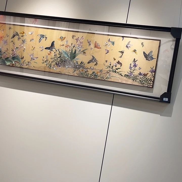 刺绣《百蝶图》画芯40*155成品
