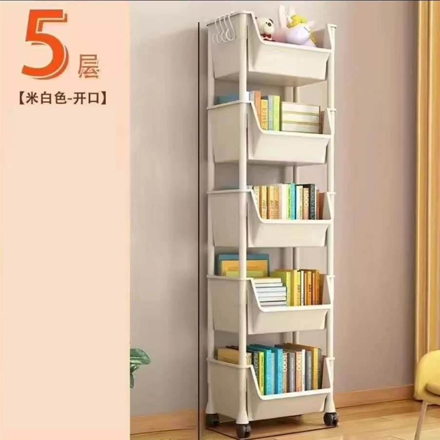5层书桌置物架收纳储物架移动推车带轮子宿舍卧室卫生间零食架1A