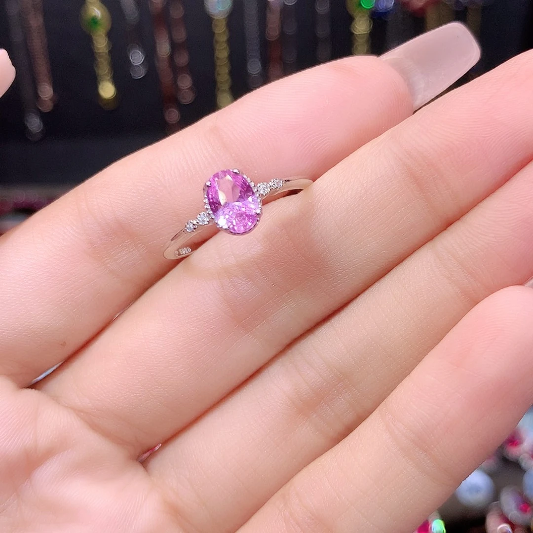 蓝宝石戒指银S925镶嵌白57