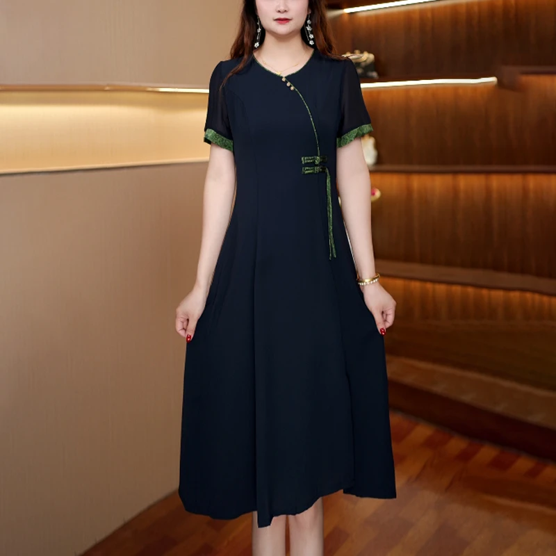 [国风绿]新款百搭显瘦连衣裙女中长款334