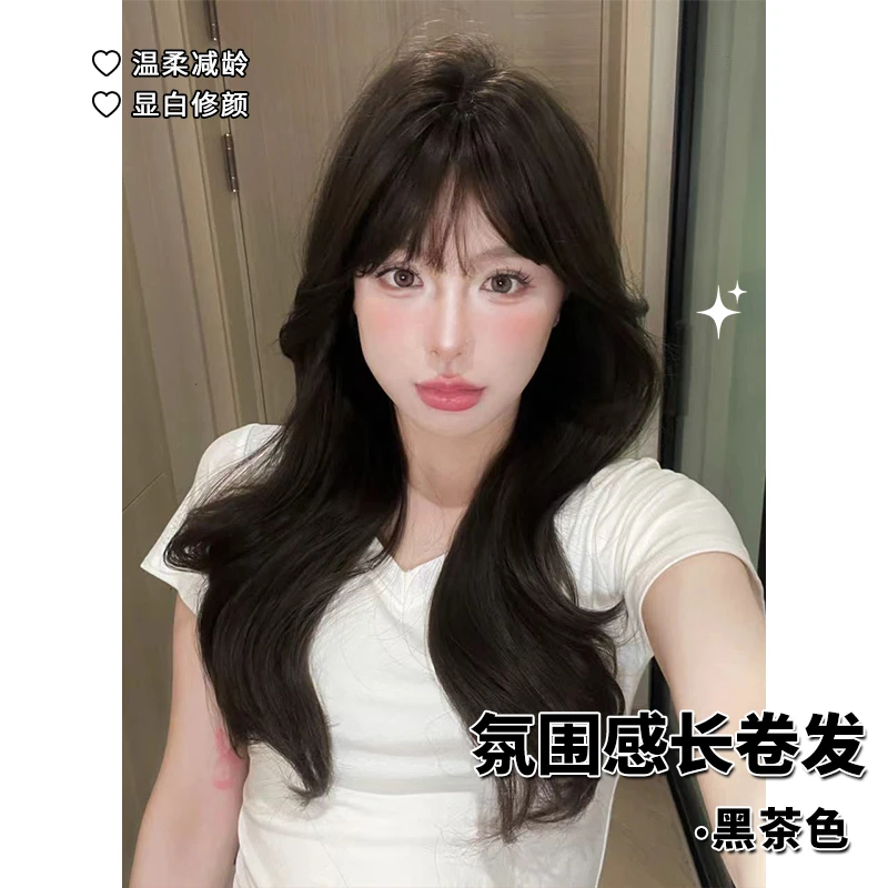 【韩剧女主】温柔白月光黑色韩式大波浪气质长卷发假发女款全头套式