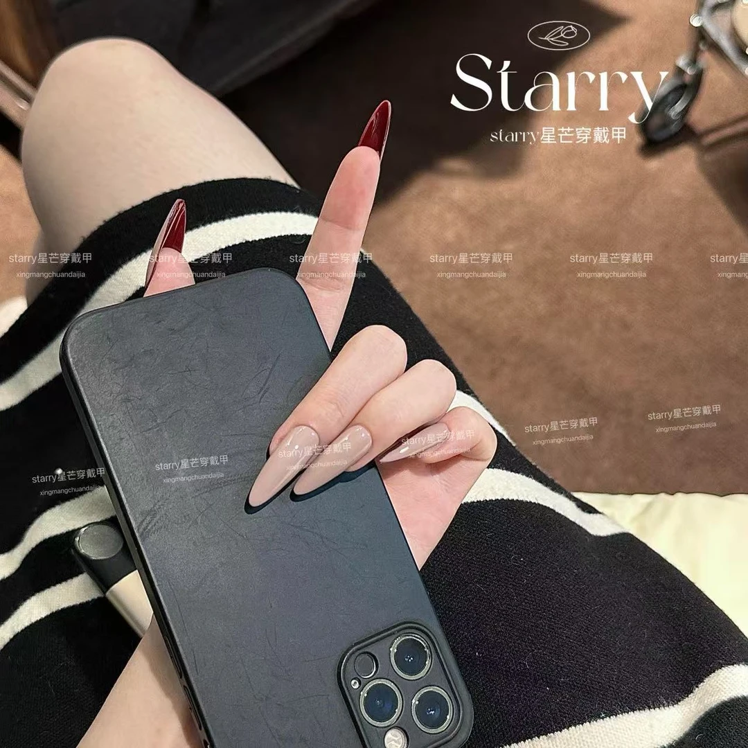 【皮粉御姐】温柔纯欲千金感特调红底裸粉色调显白纯手工红色穿戴甲